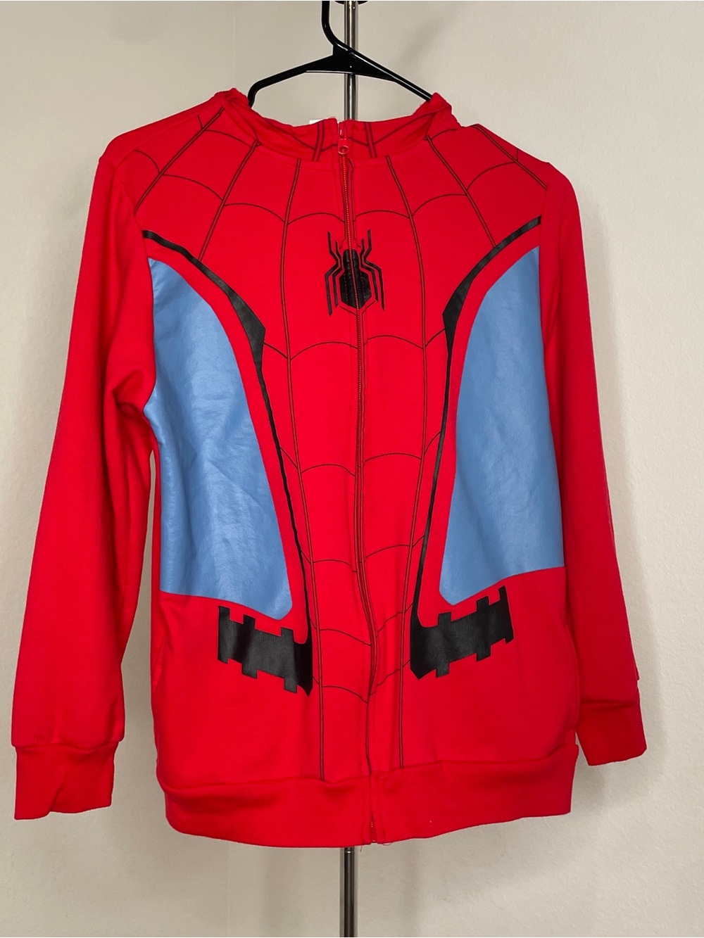 Marvel Youth XL Red and Blue Spider Motif Zip-Up Hoodie